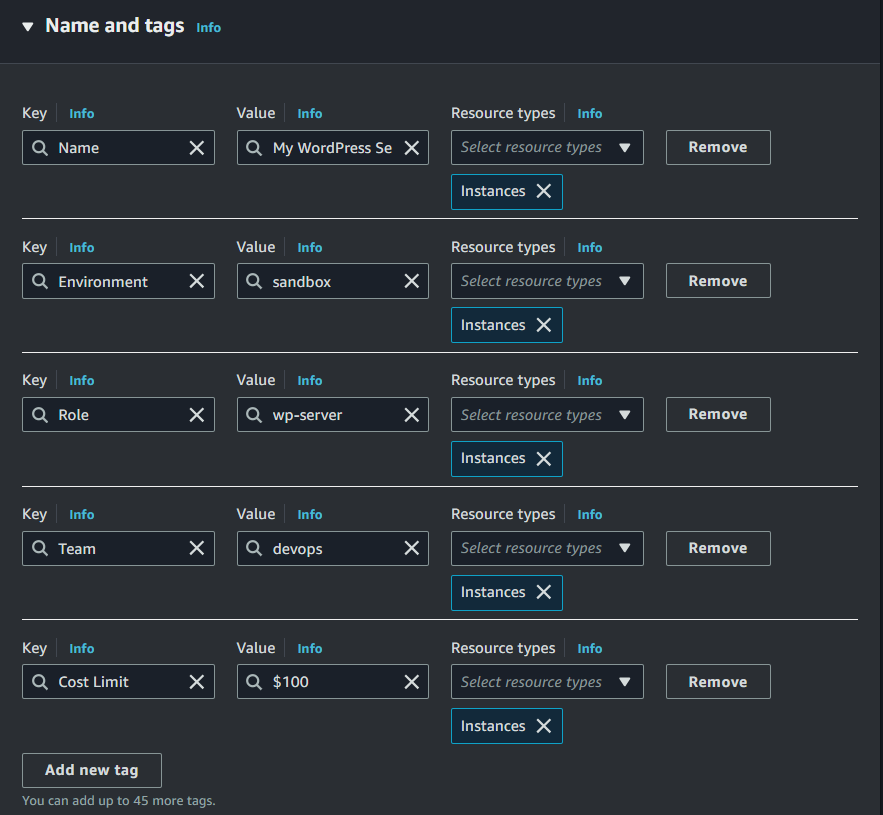 How to deploy EC2 Ubuntu 22.04 LTS on AWS - Add instance tagging