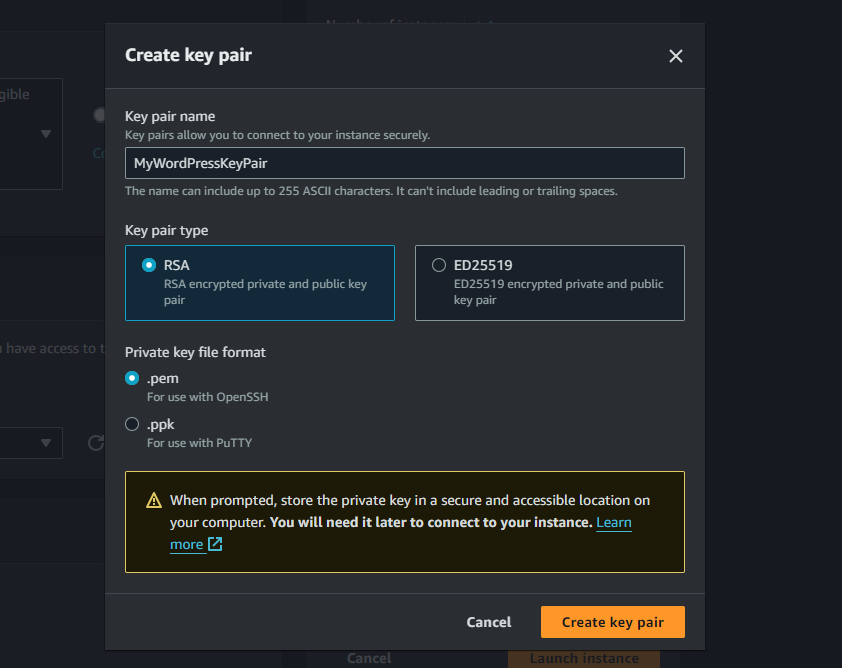 How to deploy EC2 Ubuntu 22.04 LTS on AWS - Create key pair